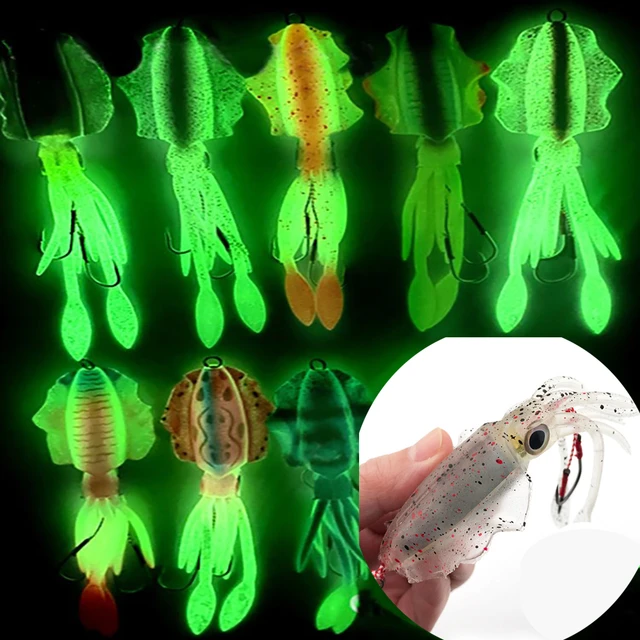 2023 New Arrival 2g 7g 15g 20g 60g Glow-in-the-dark silicone octopus pike  drag lure rubber slider lure squid skirt seawater - AliExpress