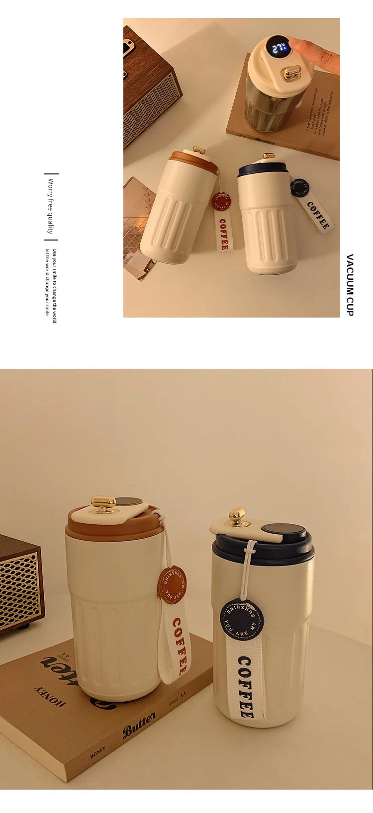 450ML Temperature Display Coffee Cup High Beauty Couple Gifts Cup Thermal Portable Tumbler Thermos for Coffee Water Bottle