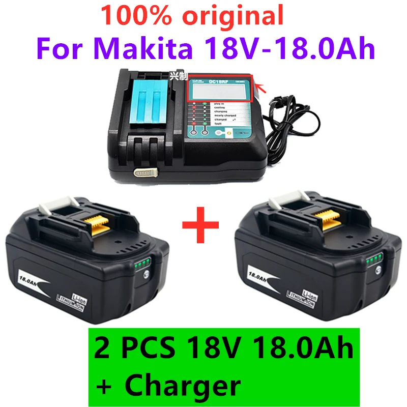 100% BL1860 Rechargeable Battery 18 V 18000mAh Lithium ion for Makita 18v BL1840 BL1850 BL1830 BL1860B LXT 400+Charger |