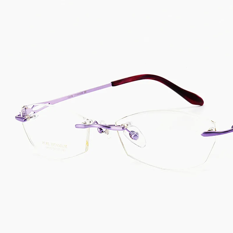 

Designed Women Pure Titanium Eyeglasses Rimless Optical Frame Prescription Frameless Spectacle Flower Decoration