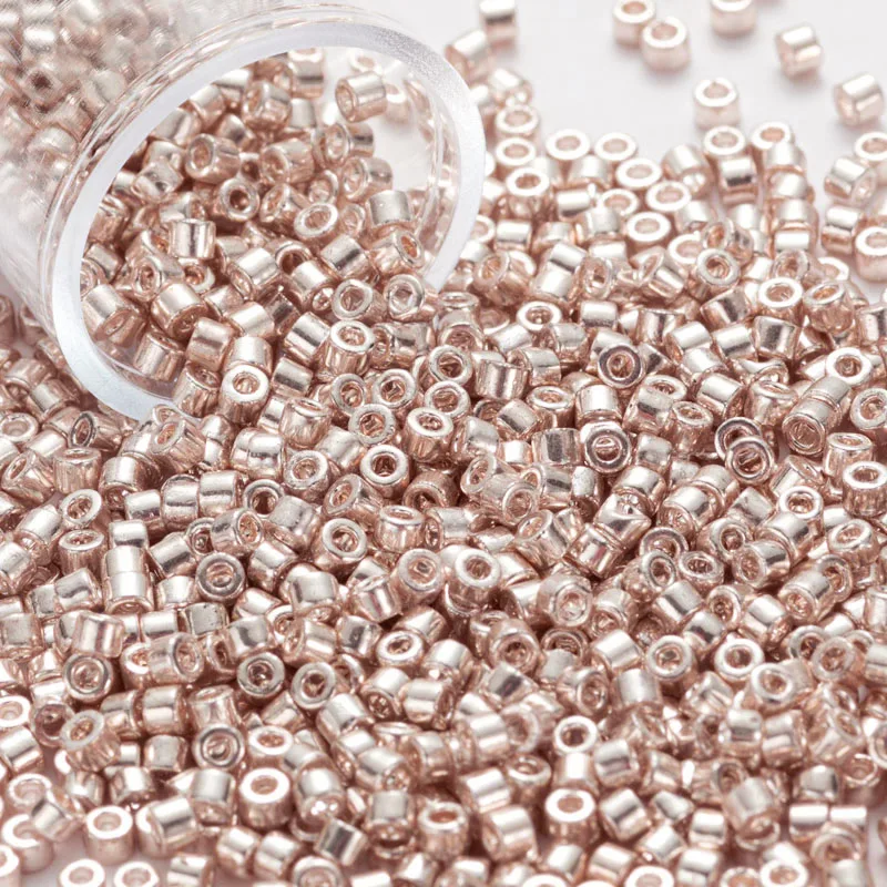 Glass beads 2000pcs 11/0 1.3*1.6mm Generic Metallic Color Glass Beads Japanese Uniform Loose Spacer Seed Beads for Jewelry Making DIY Sewing