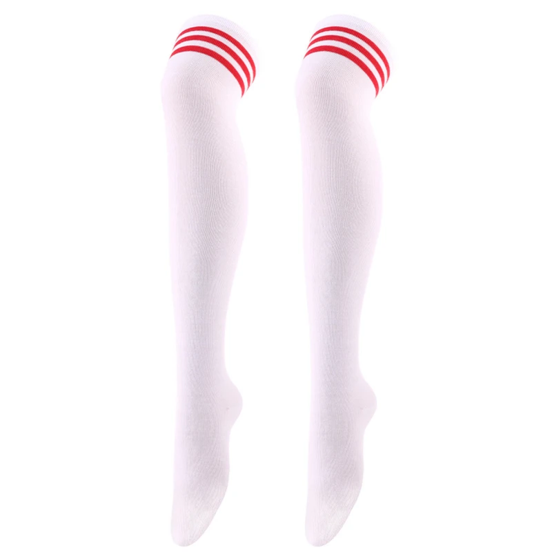 Chic Black/White Striped Over Knee Thigh High Socks
