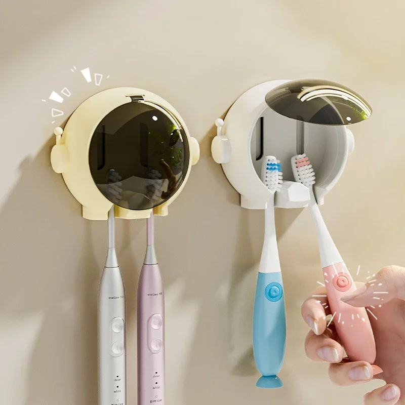 Brush Holder Cartoon Wall Mounted Non Perforated Bathroom Storage Rack Electric Toothbrush Holder Bathroom Accessories 1PCS