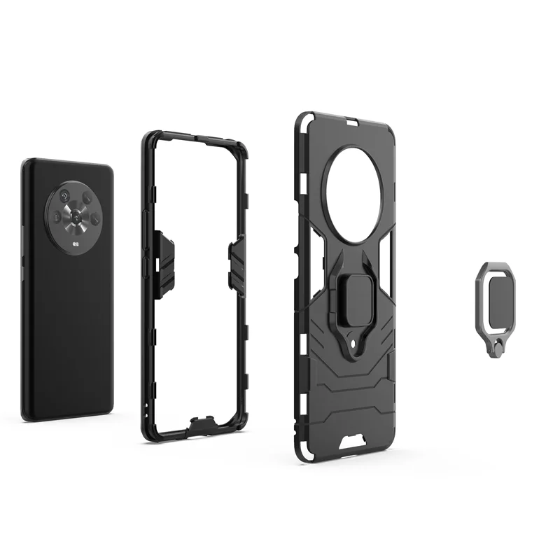 Stoßfestes Panzergehäuse für Honor Magic 3 4 Pro Plus Lite Hybrid Hard PC + Soft TPU Rotating Ring Stand Holder Cover Shell_voghion.com