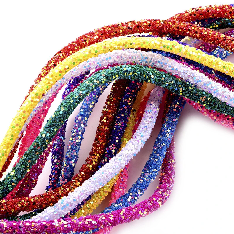 6mm Resin Glitter Rhinestones Rope Tube Cord Sequin Trimming for DIY Jewelry Bracelet Necklace Party Decoration Wedding 50cm/lot Jewelry Making Supplies Sewing Rhinestones Glass Crystal Rhinestones
