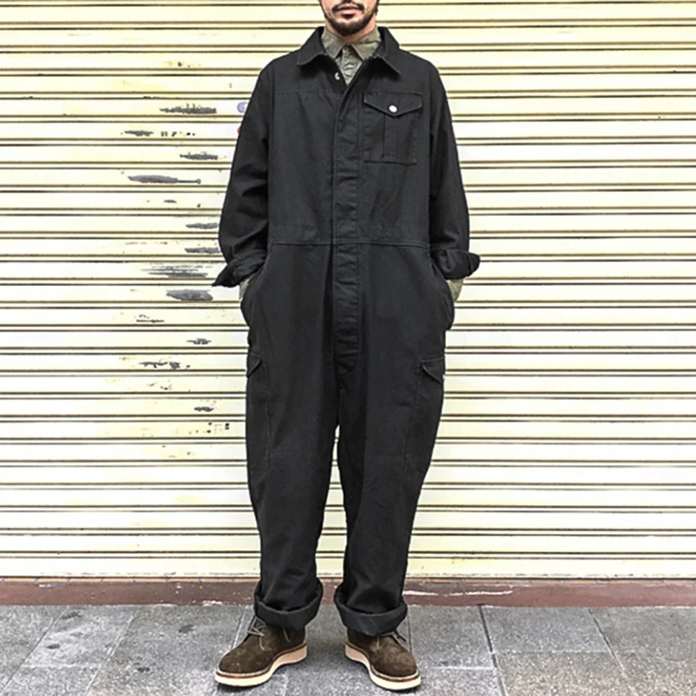 Men's Workwear One-piece American Style Multi-pocket Pants Ami Khaki Trendy Brand Jumpsuit Loose Worker Overalls Suit