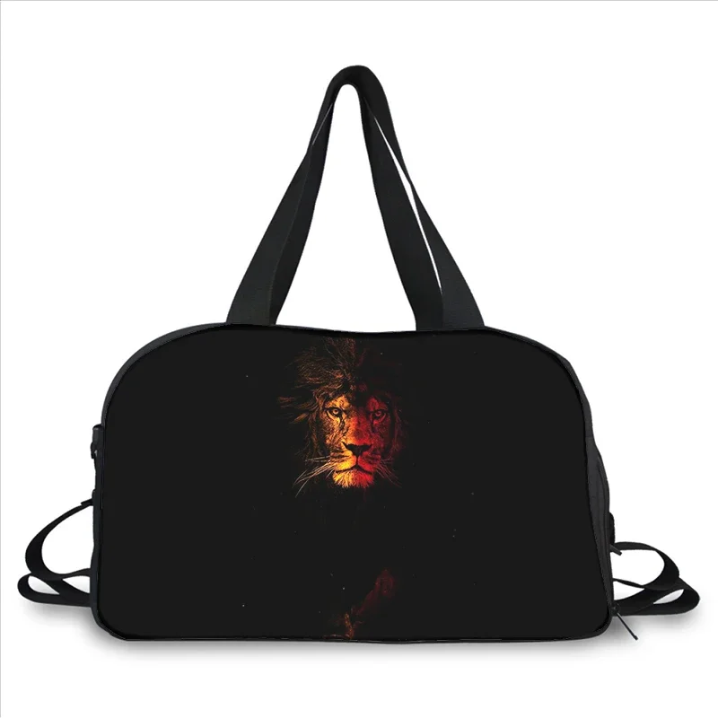 ferocious illustration lion 3D printing fashion trend portable large capacity multi function messenger bag travel bag