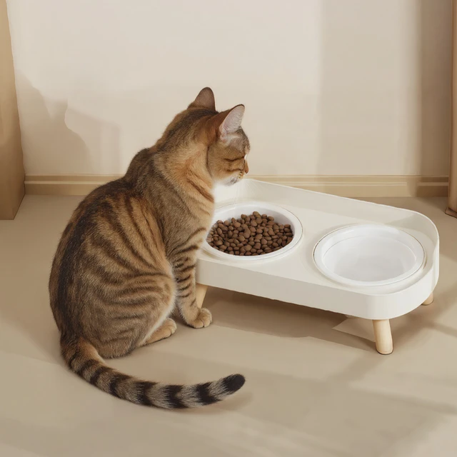 Double Pet Bowl No Spill Food Water Feeder with Stand Neck Support for Cats Dogs Anti Knock Anti Slip Elevated Design 2