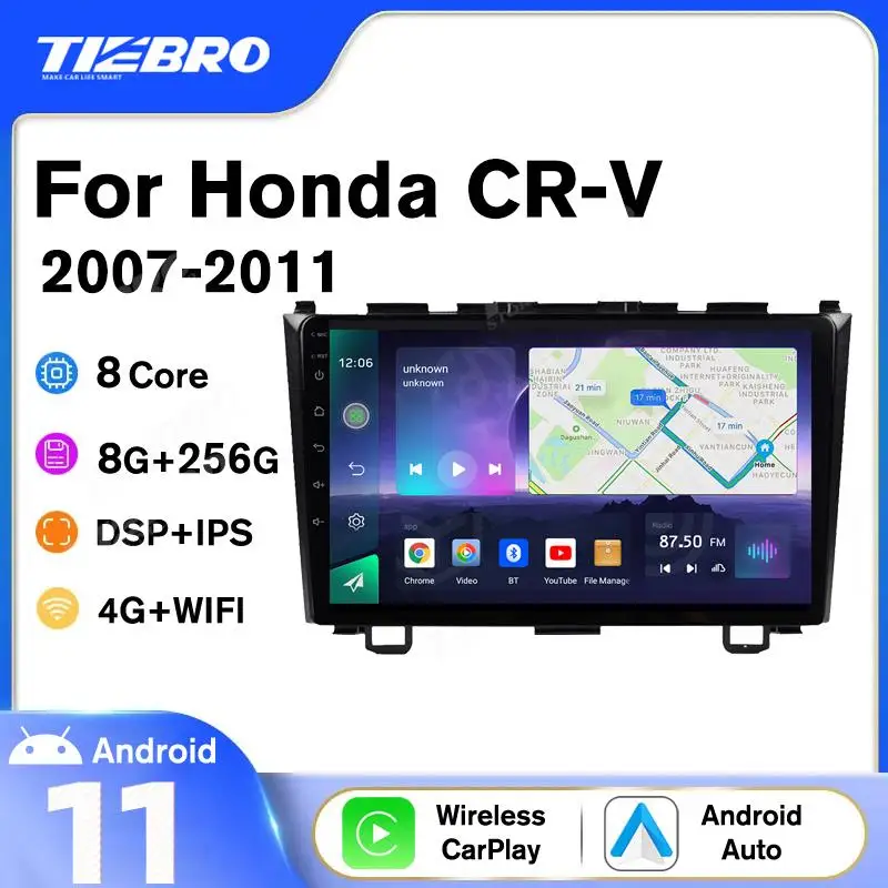 

TIEBRO A07 Carplay Car Radio For Honda CR-V 3 RE CRV 2007-2011 Android 10.0 Car Stereo Multimedia Player GPS Headunit DSP 8+256G