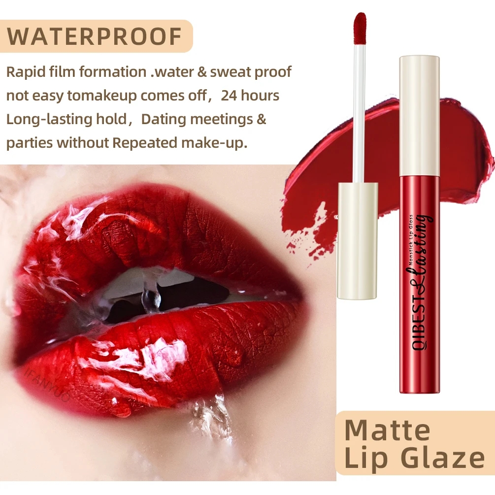 Nude Matte Lip Gloss 24 Colors Long-lasting Velvet Lipstick Waterproof Non-stick Cup Sexy Red Dark Lip Tint Makeup Cosmetic 5