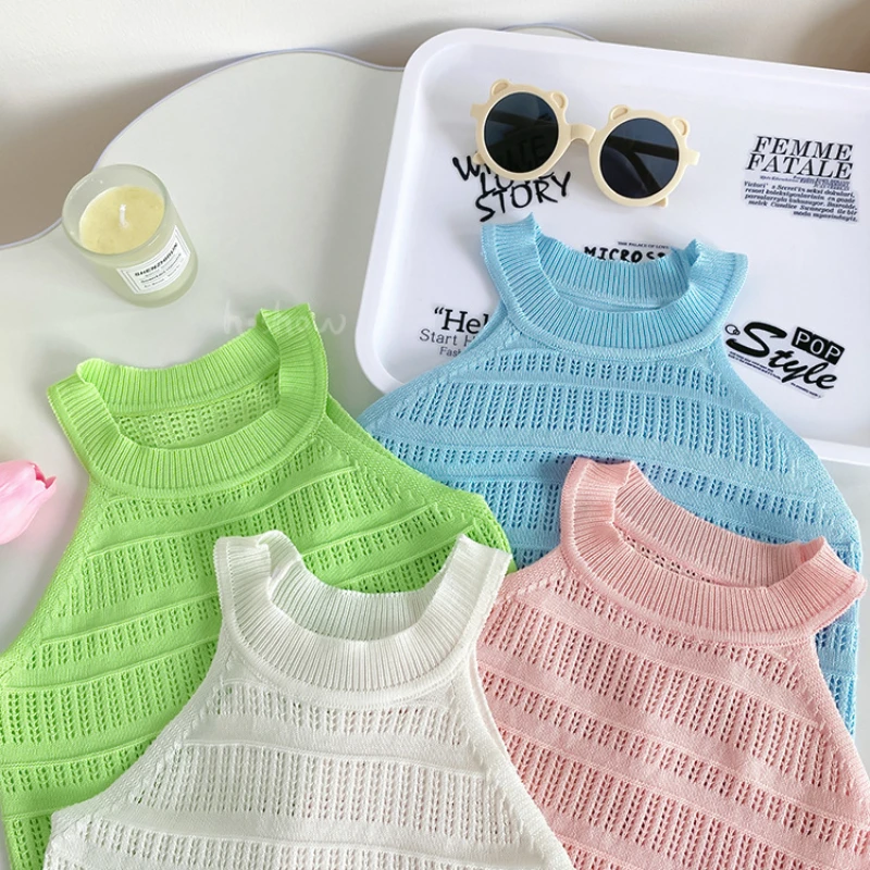 Baby girls tank top summer sleeveless suspenders vest bustier camisole toddler kids casual clothes