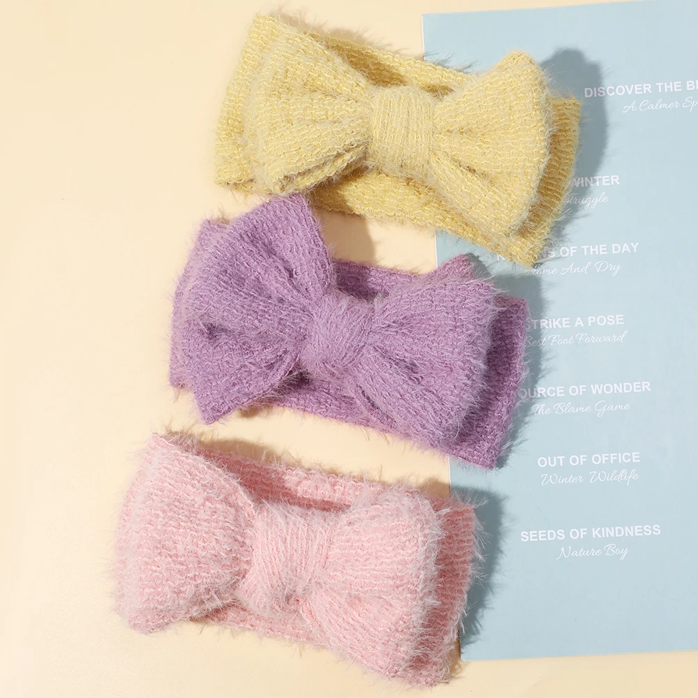 Warm Soft Wool Knit Bow Headband Baby Knotbow Turban Headbands Newborn Knotted Hair Bow Head Wraps,Kid Girl Photo Props Headwear newborn baby photography props blanket prop wrap cotton baby blanket photo backdrops muslim wraps