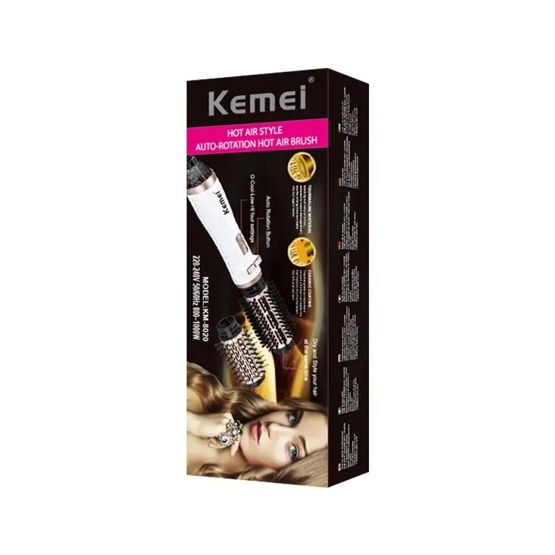 Kemei Rotary 2in1 Hot Air Brush Styler Hair Dryer Brush for Salon at Home Electric Rotating Hair Curlyer Comb