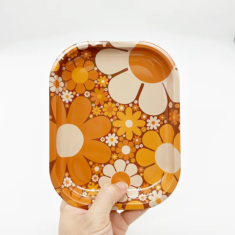Chrysanthemum pattern tobacco operation panel 180*140mm smoke tray tinplate smoking assembly decorative tray