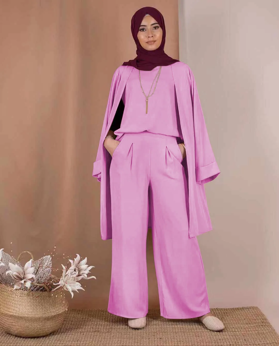 

Muslin Turkey Three Piece Set Fashion Tops Pants Cardigan Set For Women Loose Dubai Islam Pants Casual Female Clothing Tops