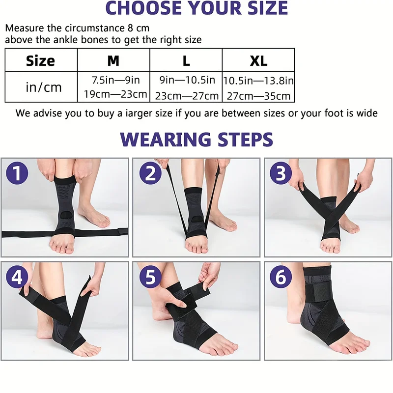 Ankle Support for Sprains Strains Achilles Tendinitis Plantar Fasciitis Running Basketball Soccer Daily Use