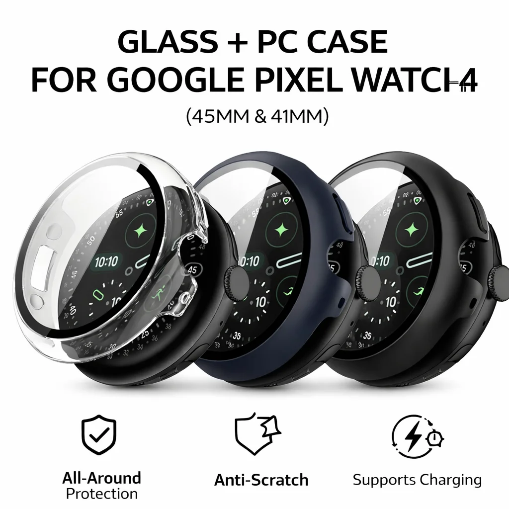 Premium Glass & PC Protective Case with All-Around Bumper and Tempered Anti-Scratch Screen Protector