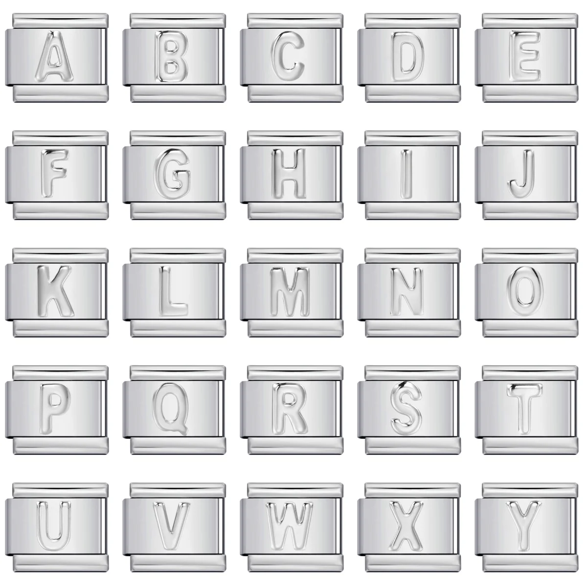 URING Mode Silber Farbe 26 Buchstaben A-Z Italienische Charm Links Fit 9mm Edelstahl Frauen Männer Armband Schmuck DIY machen