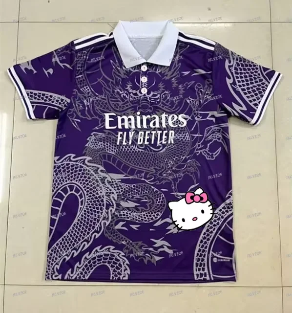Hello Kitty Dragon Pattern Football Jersey Short Sleeve Casual Outdoor Women's Oversized Men's Polo T-shirt 4