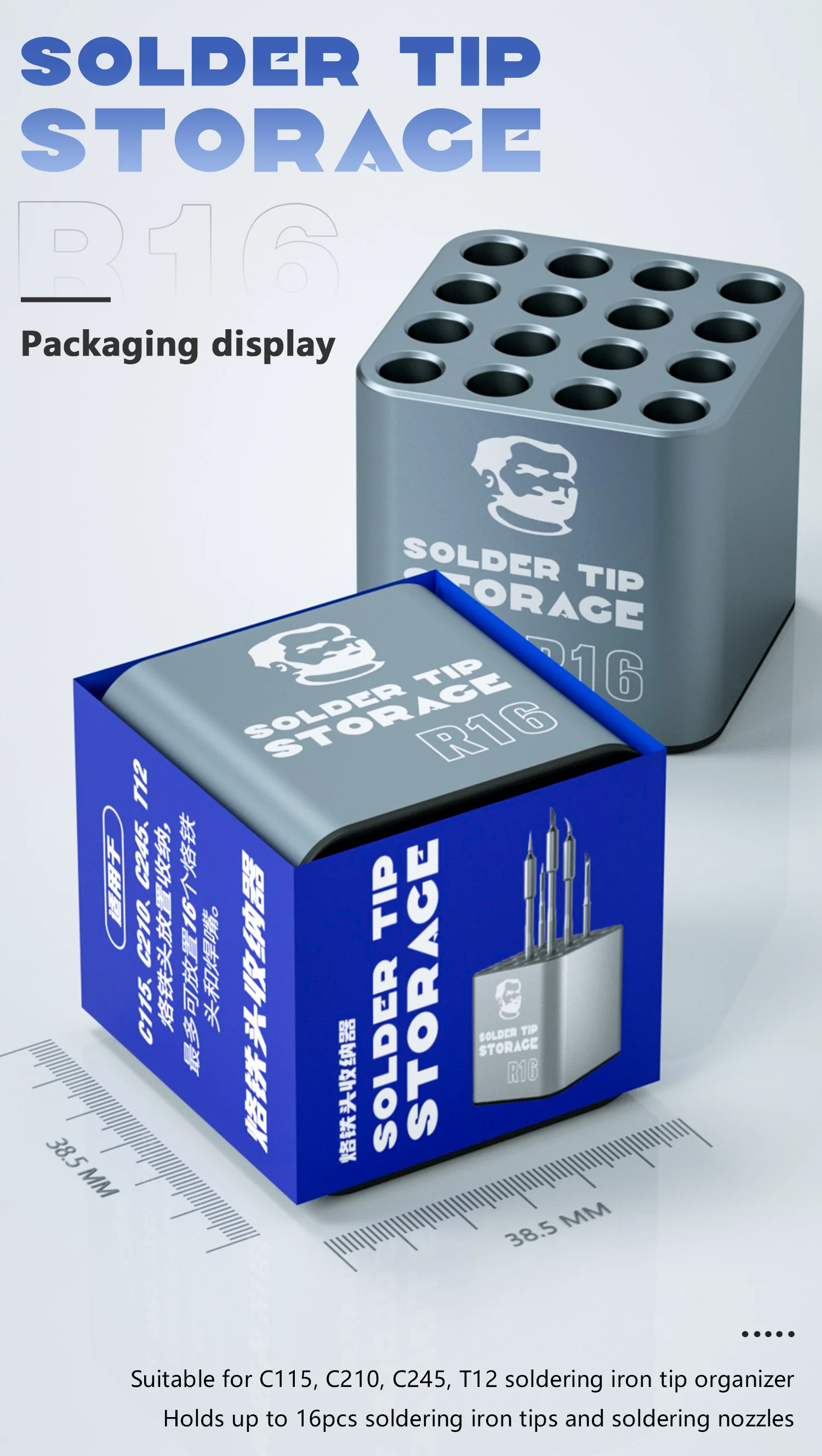 soldering iron tips storage box mechanic R16 multifunctional for C210 C245 C115 T12 heating core