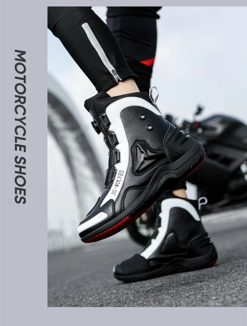High-top Outdoor Men Protective Motorcycle Shoes Plus Size
