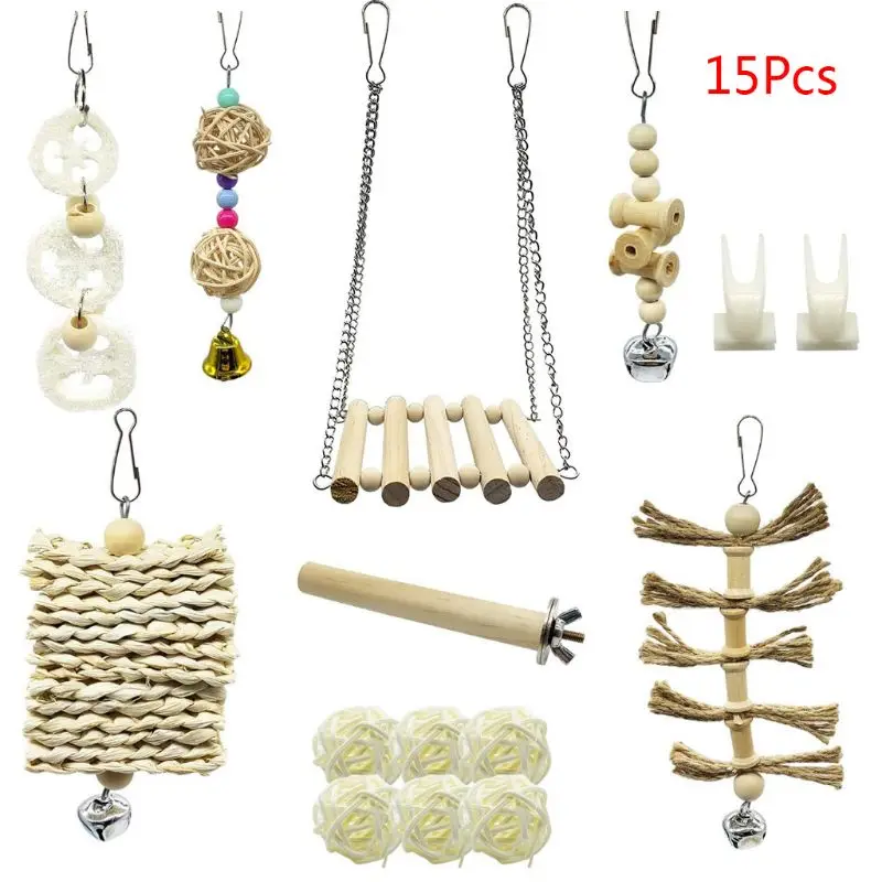 Pet Birds Cage Hammock Swing for Small Parakeets Cockatiels Conures Finches Toy
