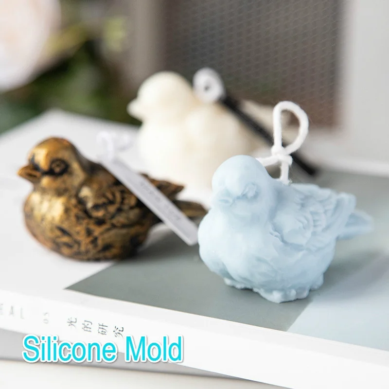 

3D Bird Shape Mold Diy Aromatherapy Candle Plaster Retro Decorative Silicone Mold
