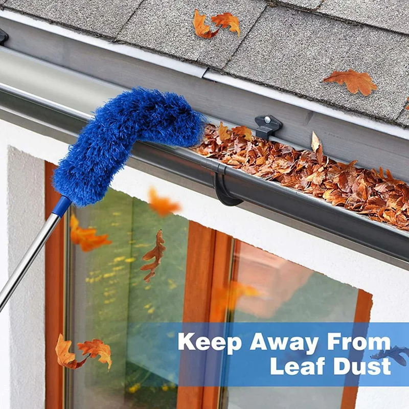 Gutter Cleaning Brush 2X Roofing Tool With Telescopic Extendable Pole 8.2Ft Guard Cleaner Tool Easy Remove Leave