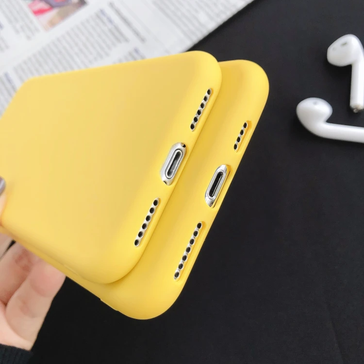 Yellow Matte Silicone TPU Back Cover Phone Case