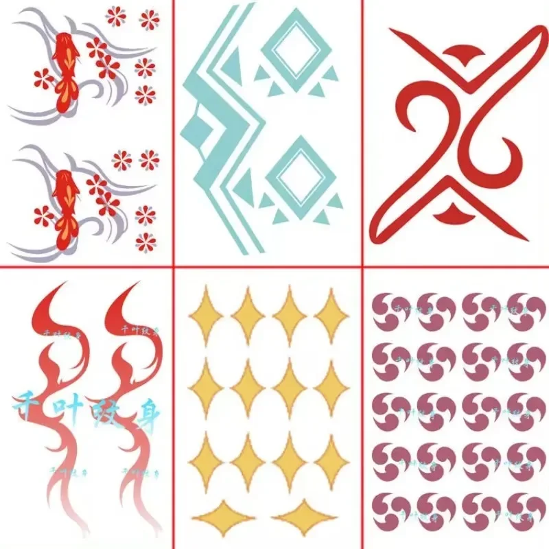 Tattoo Sticker Temporary Tattoos Genshin Impact Tattoo Cosplay Yoimiya Xiao Game Fake Tattoo Raiden Shogun Temporary Tattoos Anime Cartoon Nilou Fischl