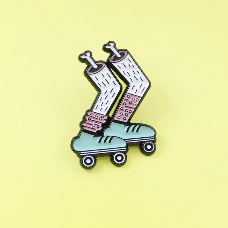 

Blue skates Zombie Brooch Leg bone Skeleton Green Skateboard Shoes White Pink Socks Lapel Shirt Badge Fashion Jewelry Gift