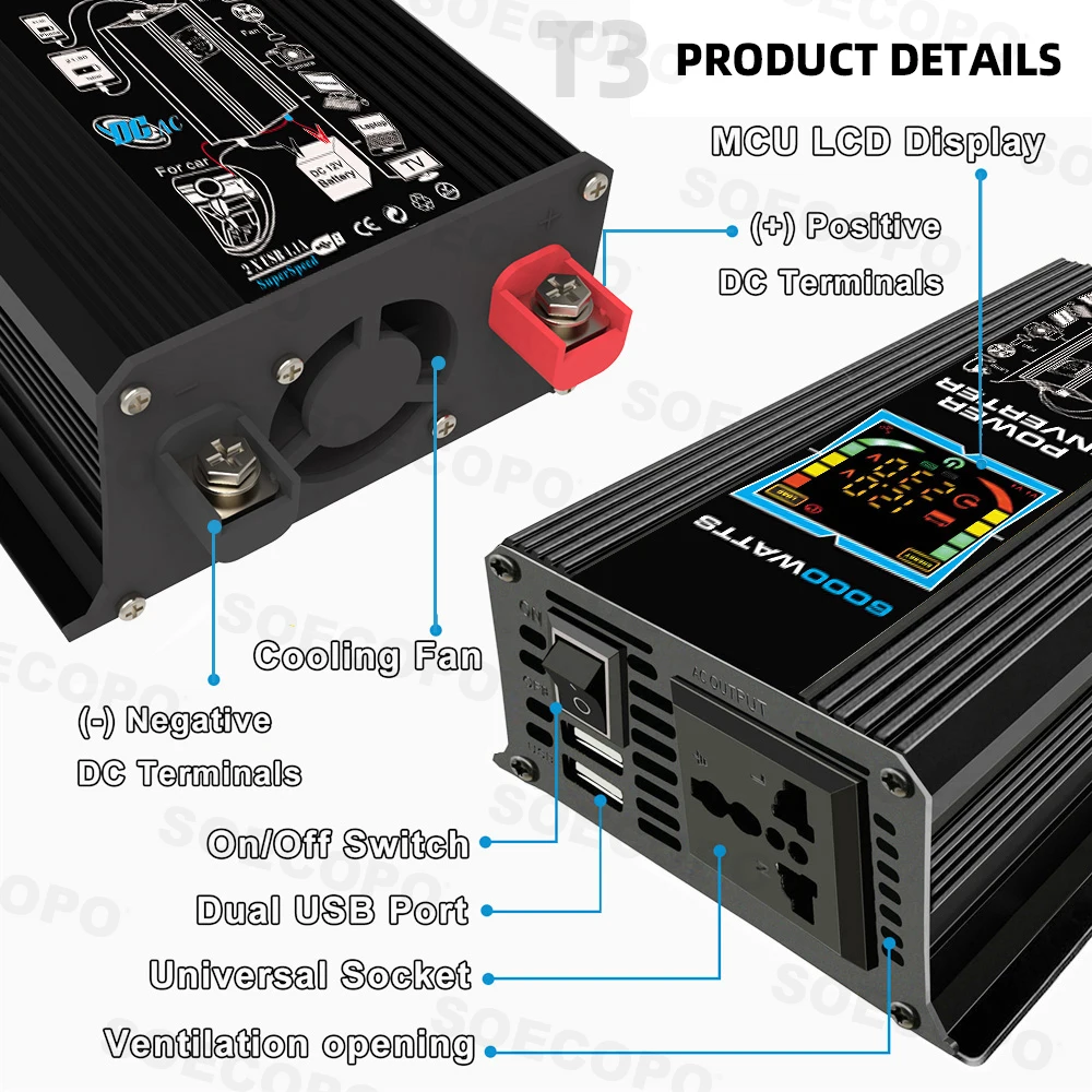 6000W Solar System for Home Complete Kit Solar Generator 110V/220V Inverter 100A Controller 200W Panel for Camping RV Car