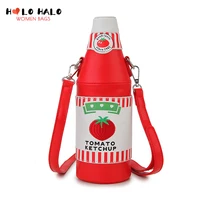 Fun Tomato Ketchup Bottle Design Ladies Shoulder Bag for Girl Novelty Chain Party Purse Bag Women Daily Handbag Cute Red Clutch 1