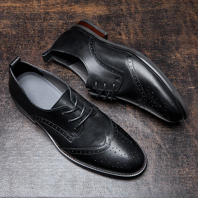 Lace-Up Business Men Shoes High Quality Genuine Leather Shoes Men Spring Designer Shoes Men Dress Shoess Autumn Winter Cowhide