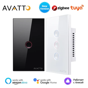 AVATTO 투야 지그비 터치 스마트 스위치, 홈 단추 조명 스위치, 알렉사, 구글 홈으로 무선 원격 작동, 1 갱, 2 갱, 3/4 갱