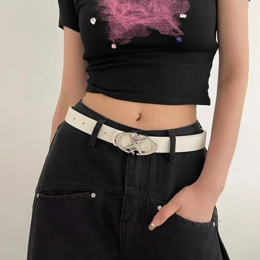 Vintage Men Women Punk Cross Star Buckle Belt Design Metal Gothic Y2k Belt Pu Leather Waistband Jeans Pants Decorative leather belt pu leather belt mens belt waist belt jeans belts