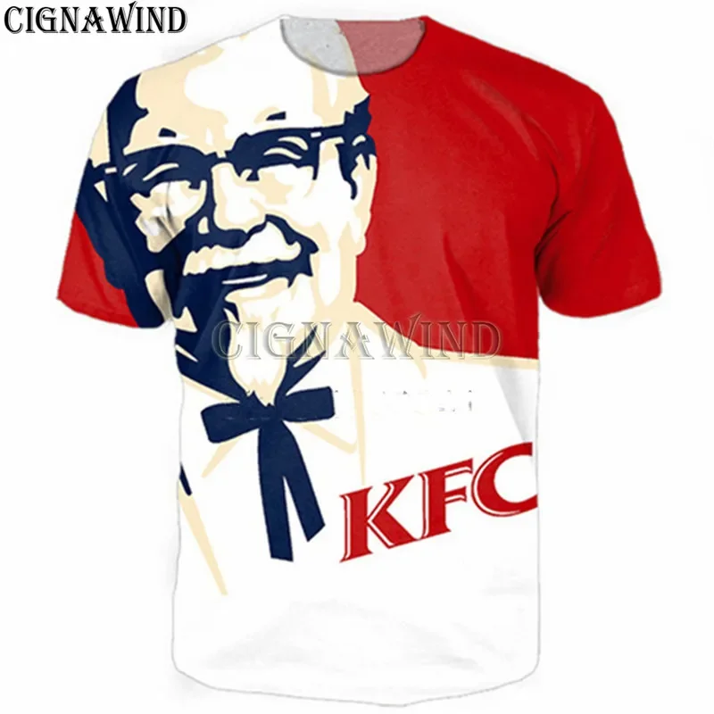 

Hot European and American Old Man Selling Fried Chicken 3D Printed Casual T-shirt O Collar Short Sleeve Interesting Street Shirt