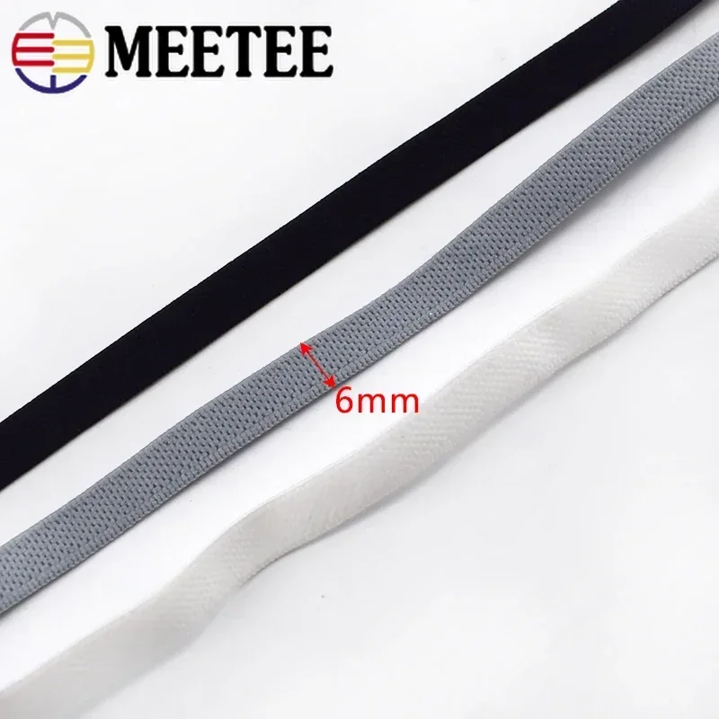 5/10/20 미터 Meetee 6mm 탄성 밴드 속옷 브래지어 스트랩 고무 밴드 스트레치 리본 테이프 의류 장식 DIY 바느질 액세서리
