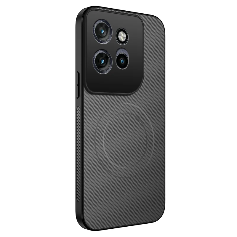 Sleek Carbon Fiber Magnetic Protective Back Case - Soft Silicone