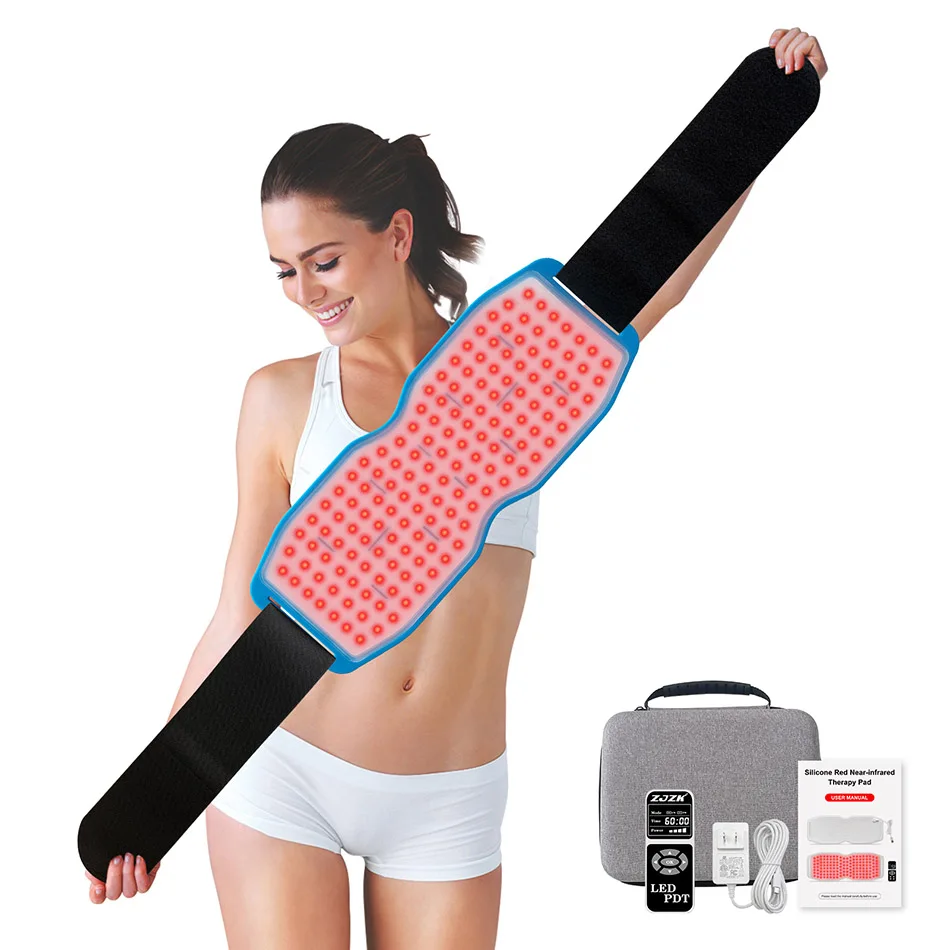 

ZJZK Comfortable Near Infrared Red Light Therapy Panel 940nm 850nm 660nm 24W Support Back Waist Abdomen Pain Relief Home Use