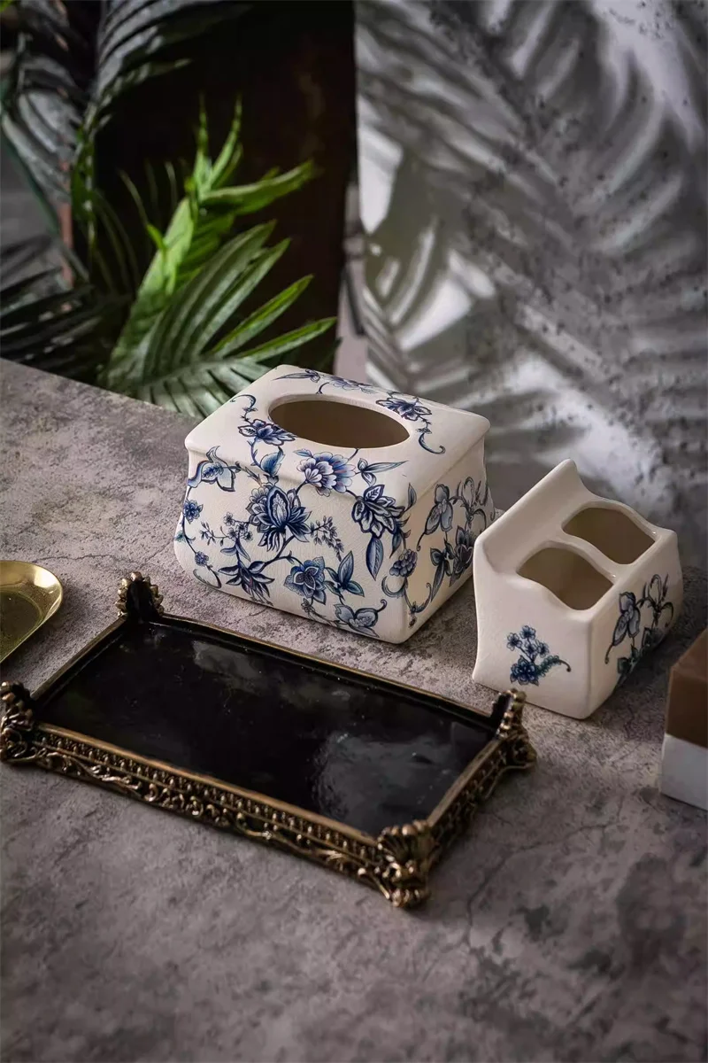Description Picture 3 of itemCeramic Tissue Box,Flower Napkin paper Rack,Remote Control Storage Organization,Bathroom Paper Holder,Home Decorative Ornaments