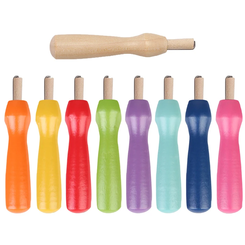 

Fenrry 9Pcs/Pack Wooden Handle Needle Felting Tools Colorful Wool Felt Tools Kit Handmade DIY Craft Felting Needles Accessories