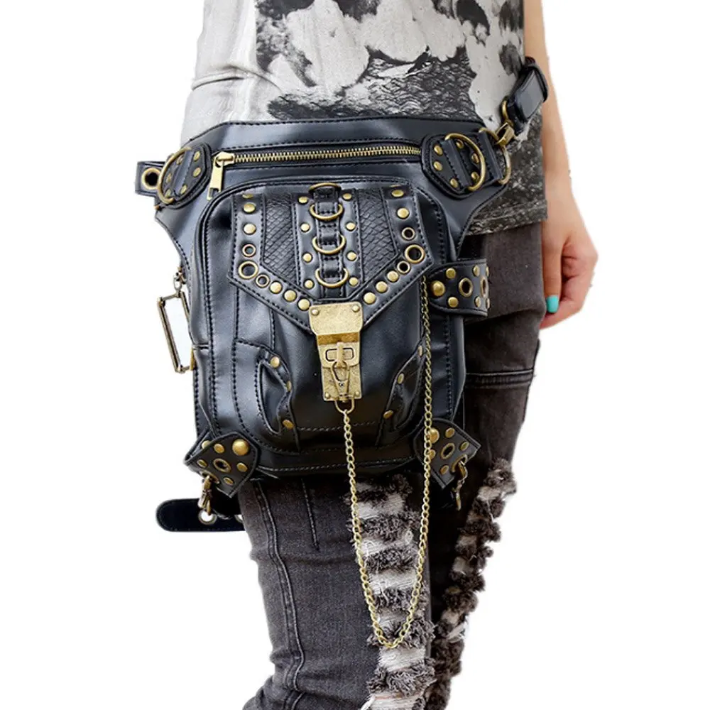 

Retro Punk Waist Bag Drop Leg Bag Outdoor Bike Motorcycle Cycling Hiking Fanny Pack Hip/Thigh Bag Utility Pouch Shoulder