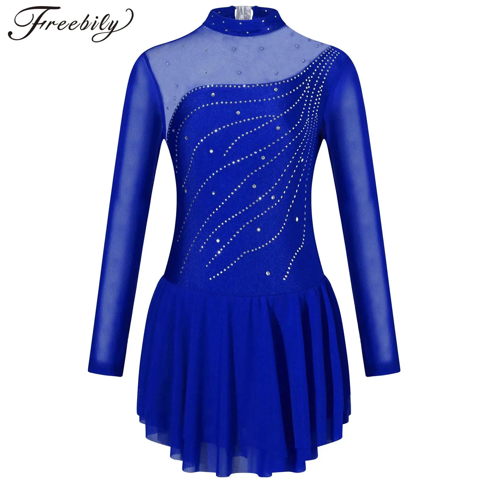 

Kids Girls Figure Skating Dress Children's Shiny Ballet Gymnastic Leotard Dress for Dancing Competition Performance Dancewear