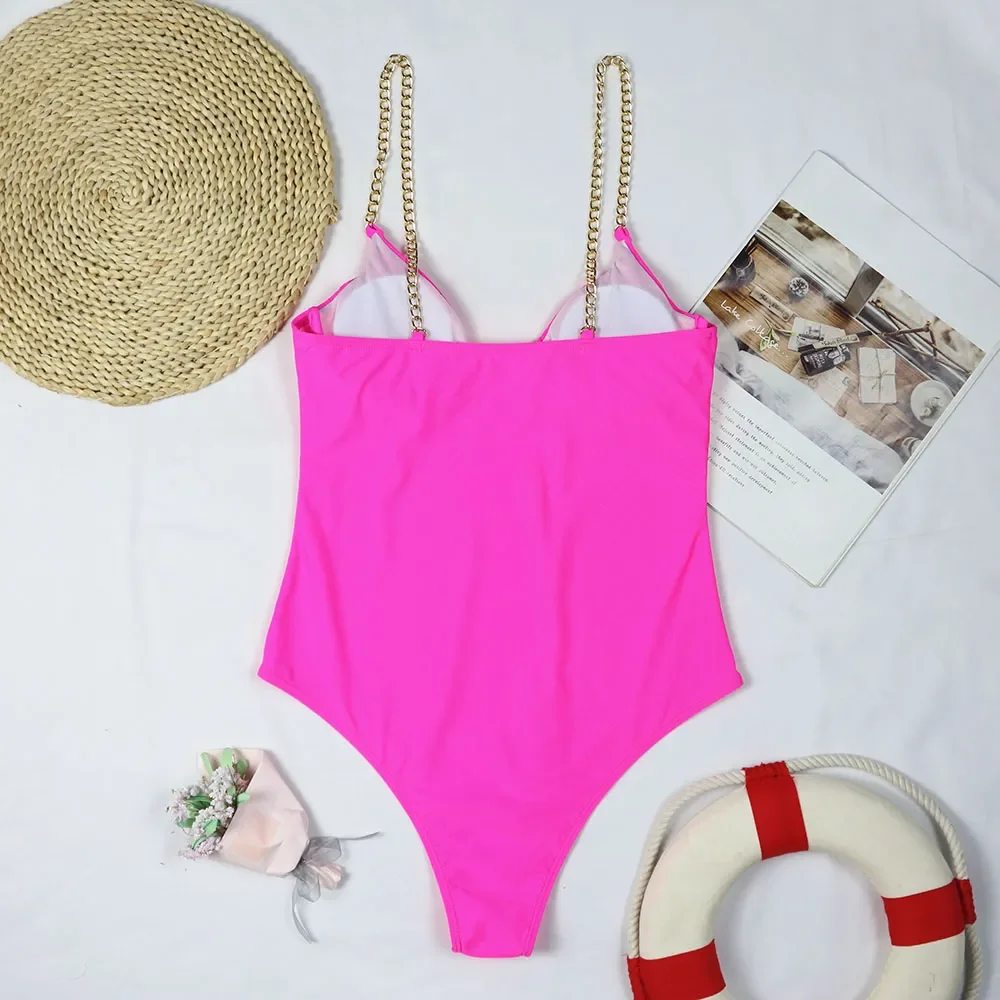 ZAFUAZ 2024 Sexy Bikinis One Piece Swimsuit Pink Vintage Skirt Hollow Out Monokini Swimwear Women Bathing Suit Dress Brazilian