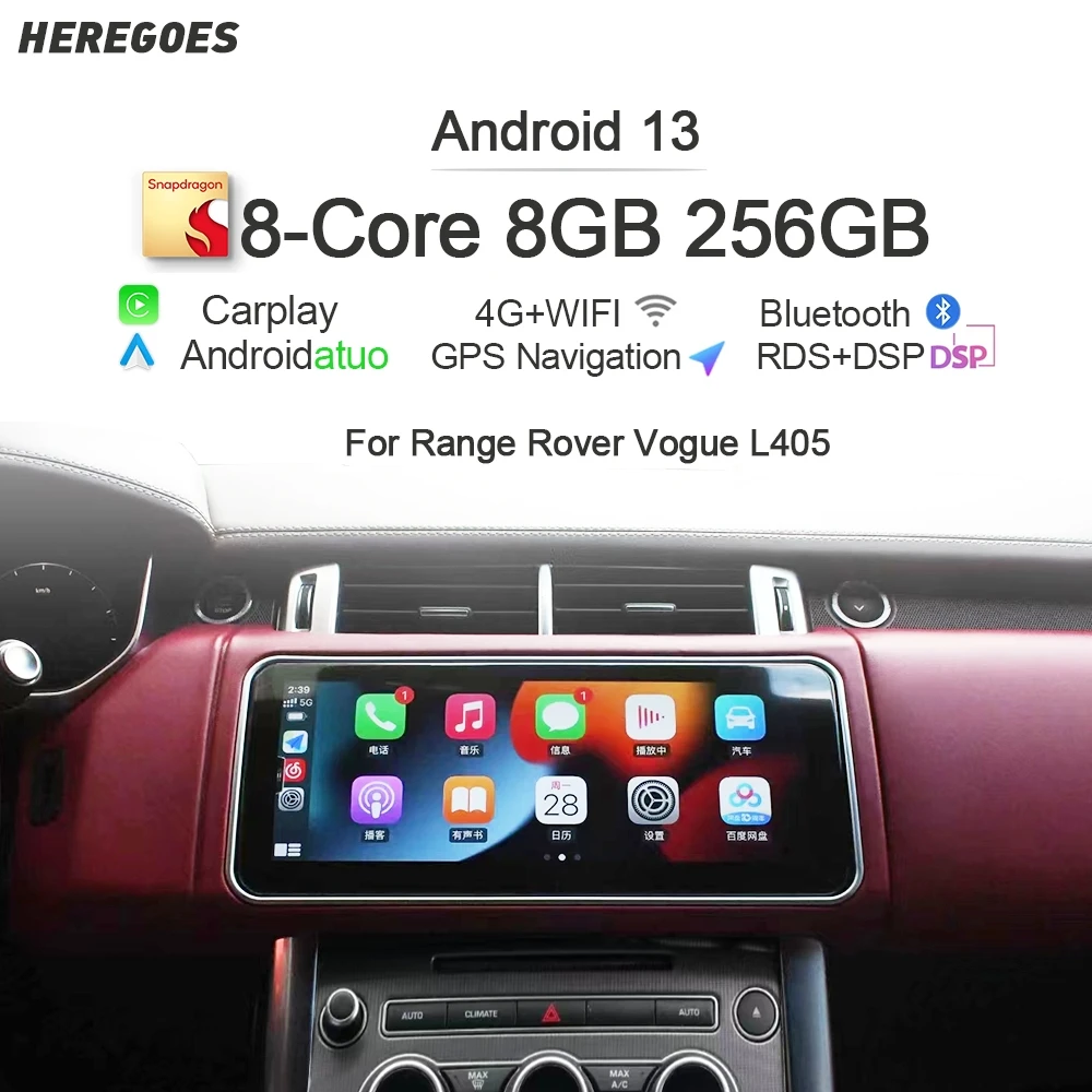 12.3 "Wireless Carplay Auto Android 13 8 256GB Autoradio GPS Multimedia-Player für Land Rover Range Rover Mode l405 2014-2018