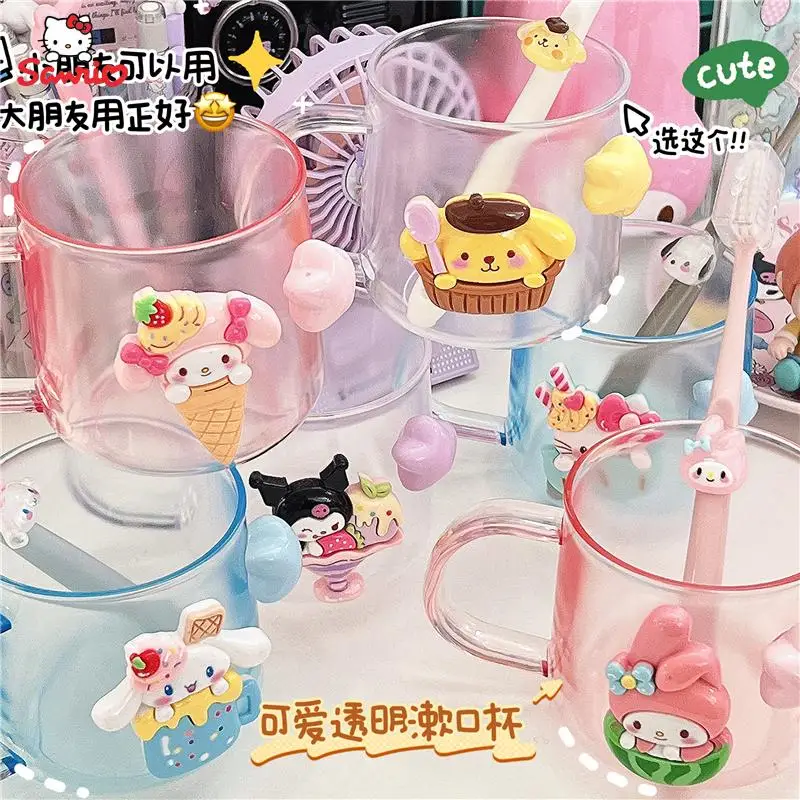 

Anime Sanrio Accessories Hello Kitty Cinnamoroll Kawaii Cute Students Toothbrush Cup Mouthwash Cup Couple Home Cup Children Gift