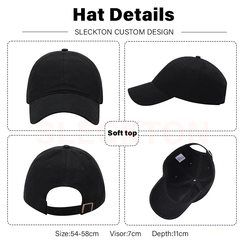 SLECKTON Custom Baseball Cap Fashion Letter Embroidery Sun Hats for Women and Men Cotton Design LOGO Wholesale Unisex Caps 2