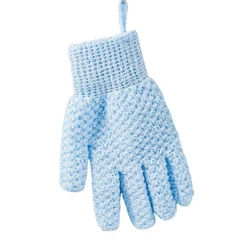 Exfoliating Five - Finger Shower Glove with Grip - Nylon (Blue)