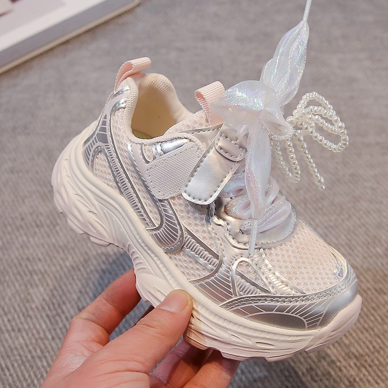 Fashion Tennis Shoes for Girls Children Casual Sport Sneakers Kids Mesh Breathable Lightweight Trainers Princess Shoe 26-38 2